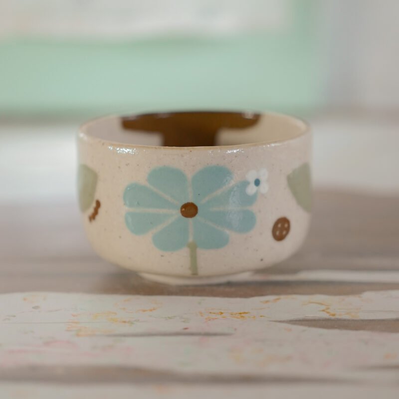 Té / pájaro y flor azul