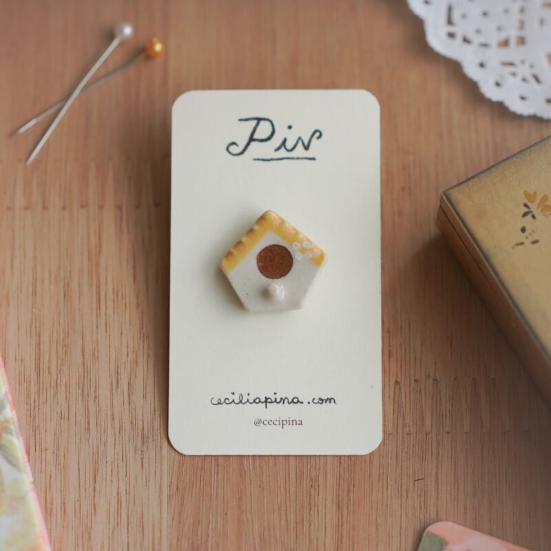 casita de pájaro amarilla / broche