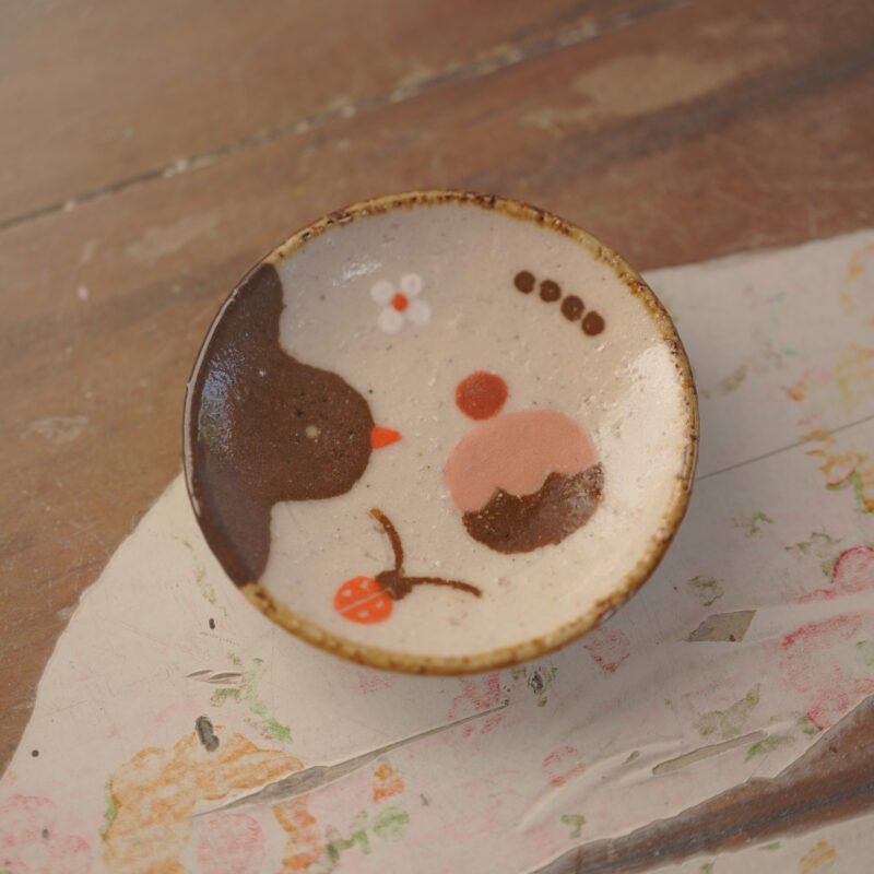 pájaro & bombón rosa / plato pequeño