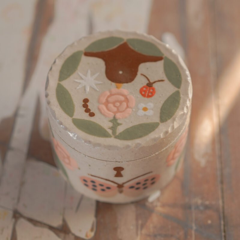 Pájaro & rosa única del jardín / Caja