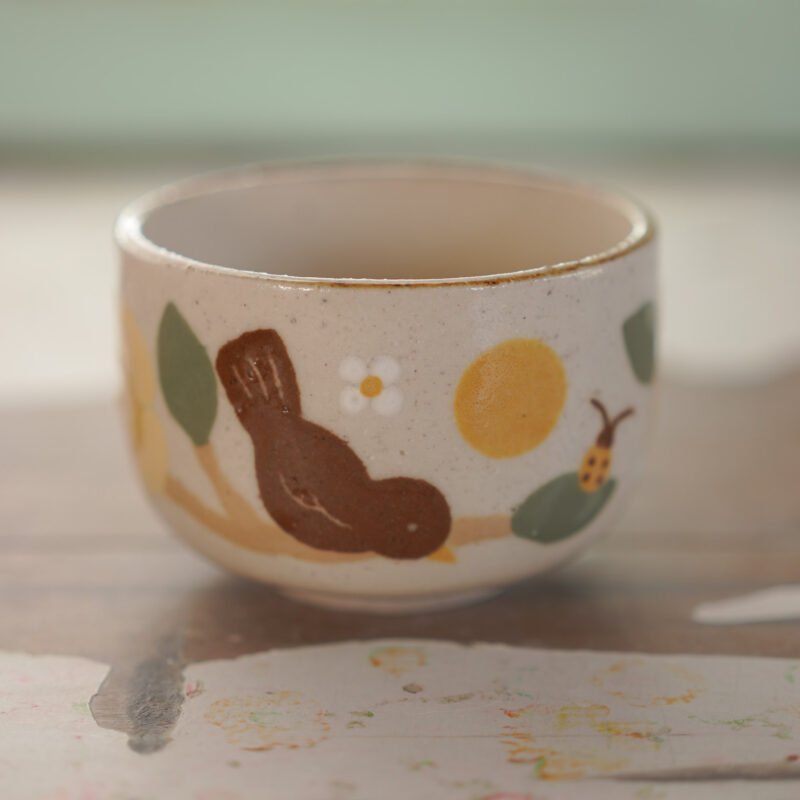 Té / Pájaro y rosas amarillas