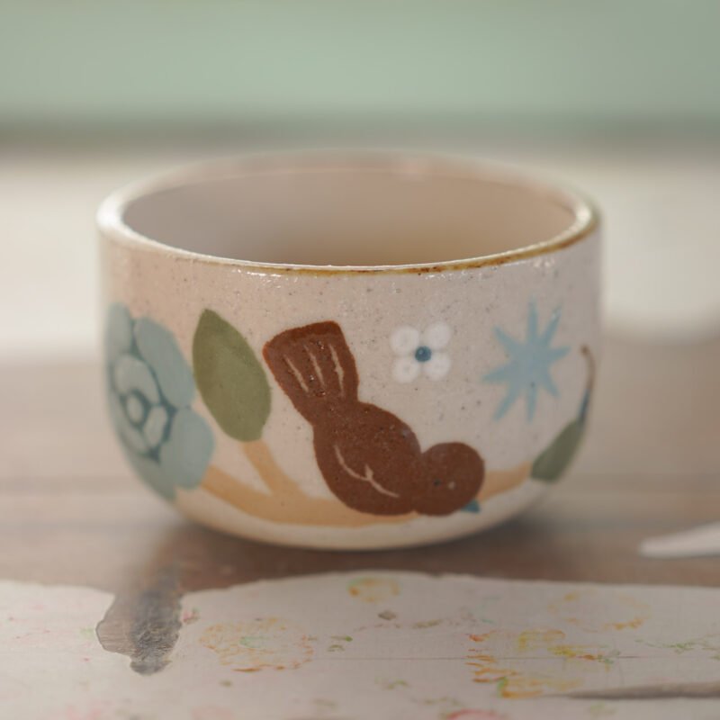 Té / Pájaro y rosas azules