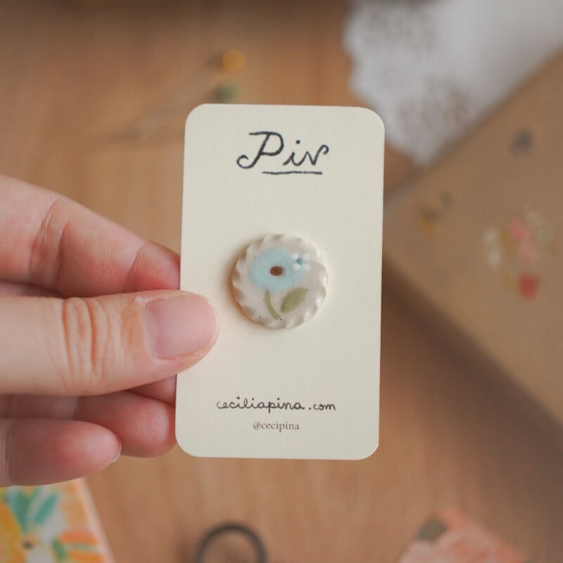pequeña anémona azul / broche