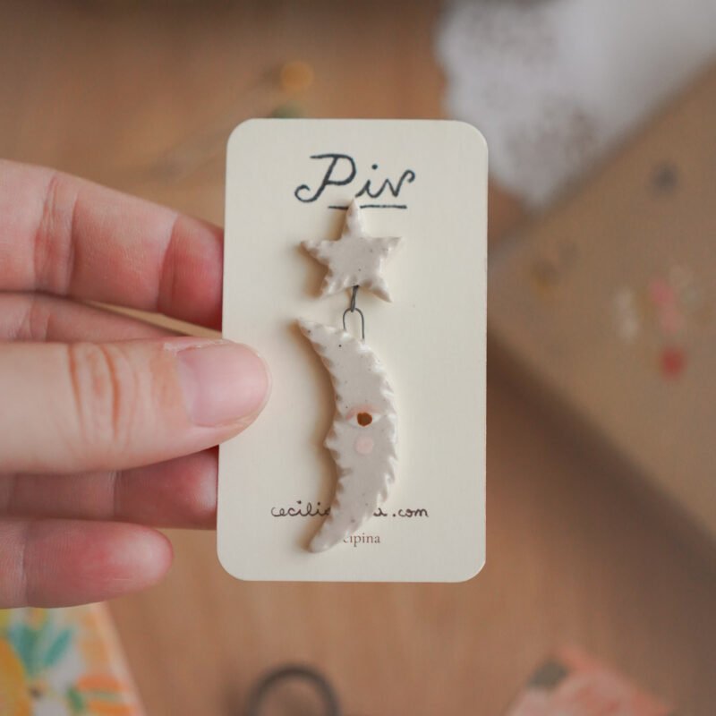 luna con estrella / broche charm