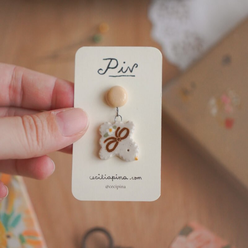 perla amarilla & pajarito / broche charm