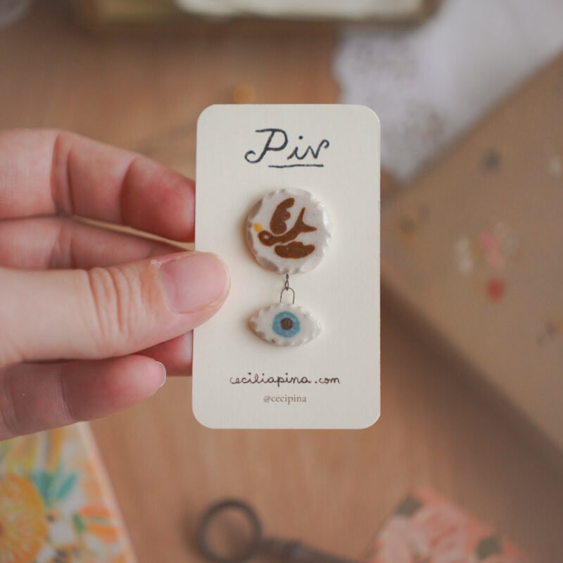 pajarito & ojo místico / broche charm